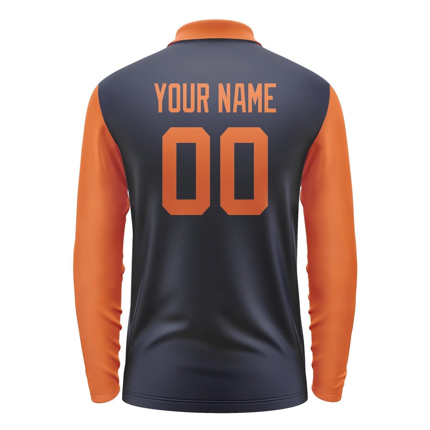 Custom Navy Orange Long Sleeve Polo Shirt Pl112828B128