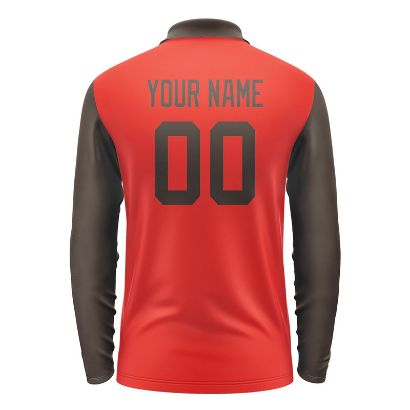 Custom Orange Red Brown Long Sleeve Polo Shirt Pl120101B101