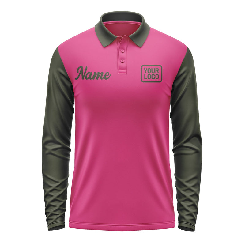 Custom Pink Olive Long Sleeve Polo Shirt Pl130202B102