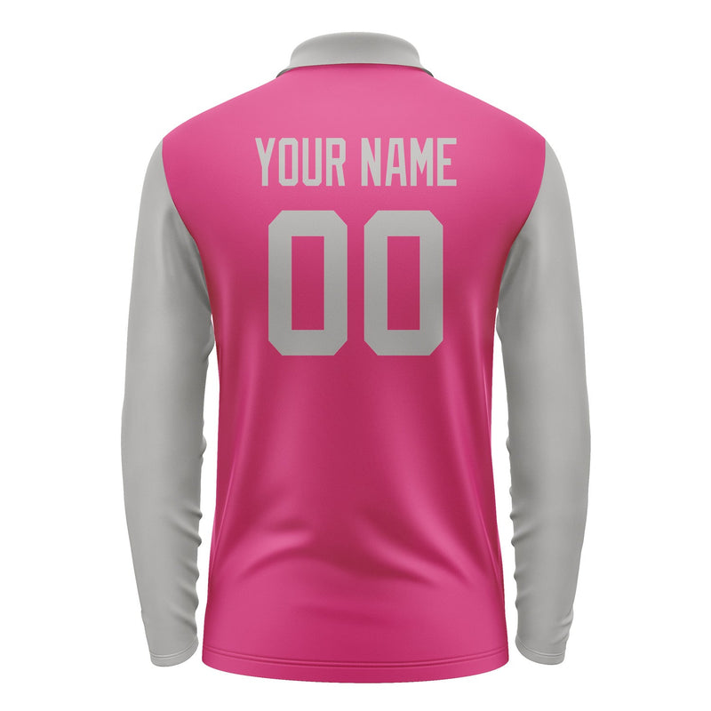 Custom Pink Gray Long Sleeve Polo Shirt Pl130404B104
