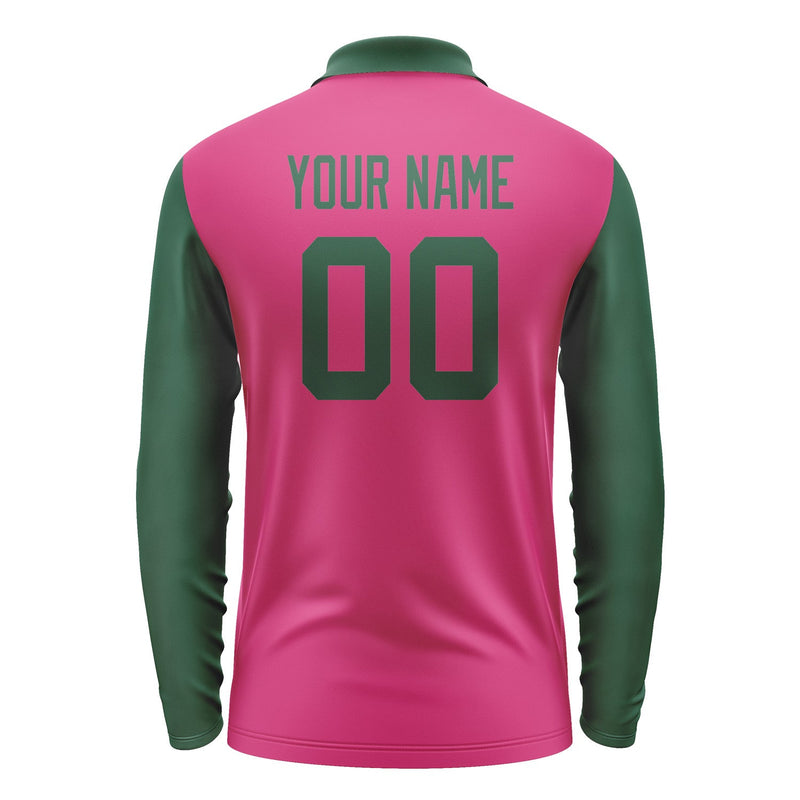 Custom Pink Green Long Sleeve Polo Shirt Pl130505B105