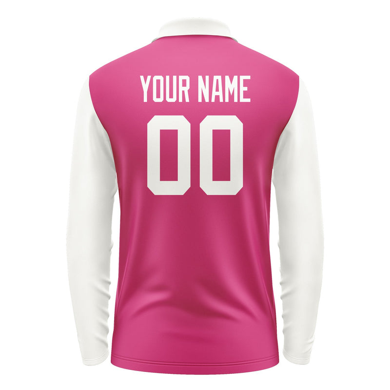 Custom Pink White Long Sleeve Polo Shirt Pl131818B118