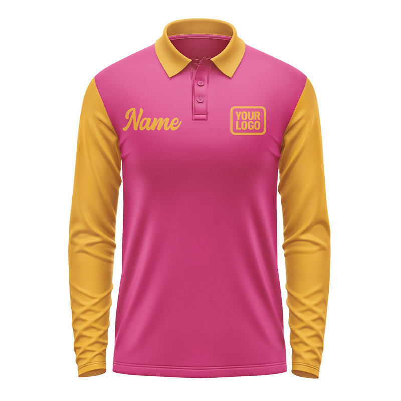 Custom Pink Yellow Long Sleeve Polo Shirt Pl131919B119