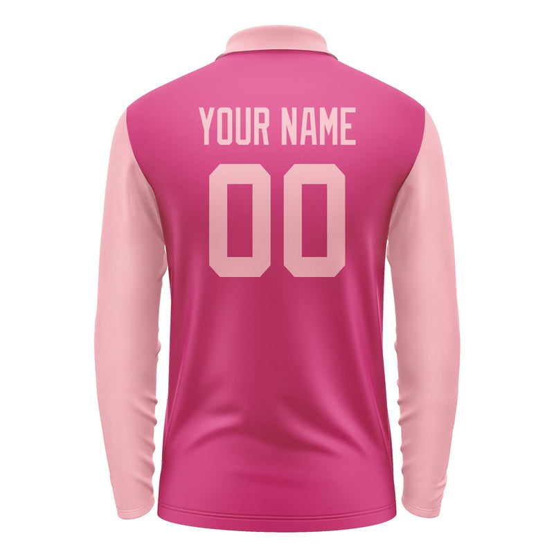 Custom Pink Light Pink Long Sleeve Polo Shirt Pl132121B121