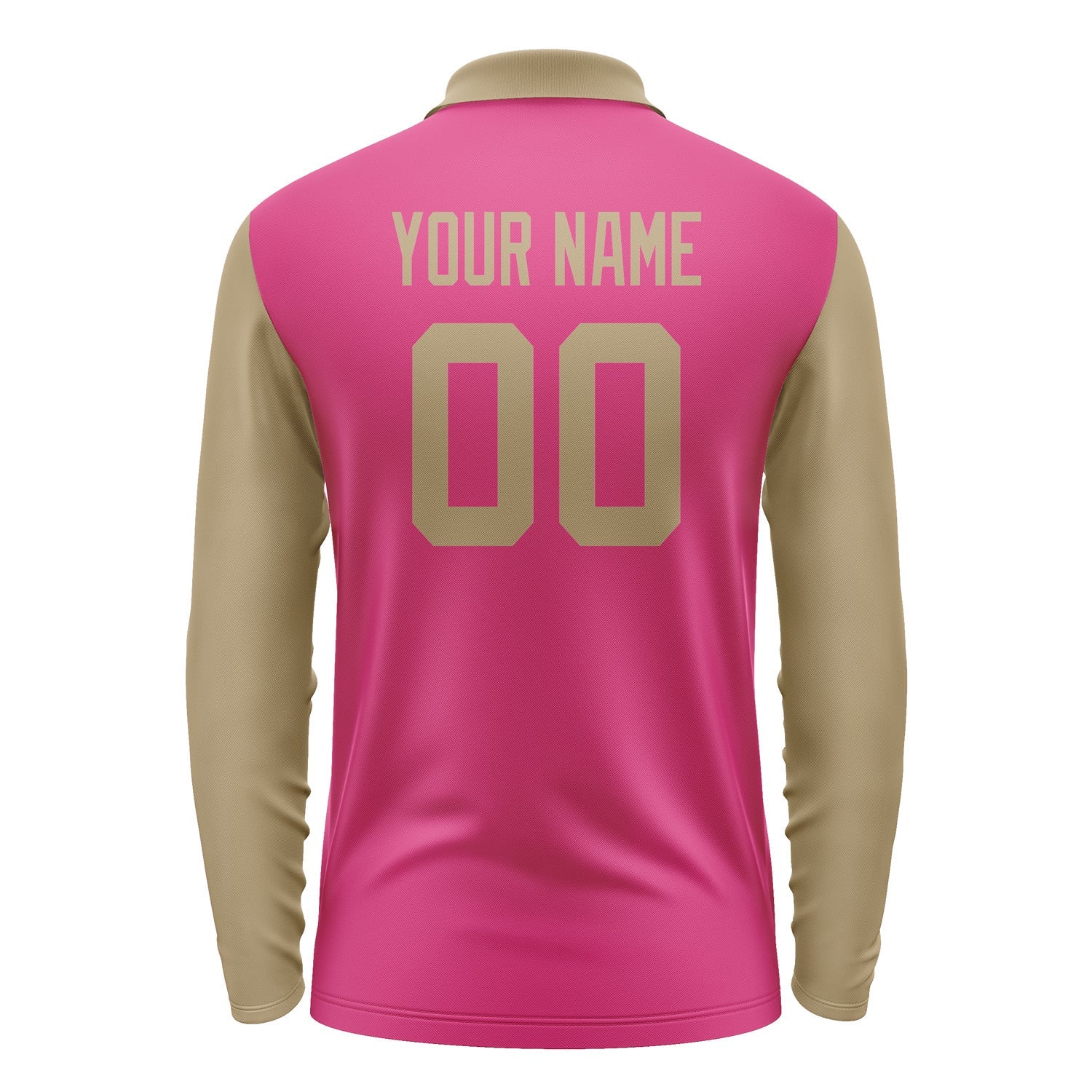Custom Pink Light Khaki Long Sleeve Polo Shirt Pl132525B125