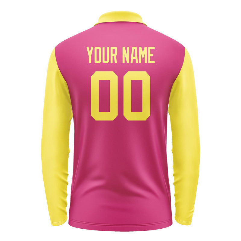 Custom Pink Light Yellow Long Sleeve Polo Shirt Pl132626B126
