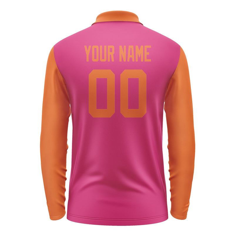 Custom Pink Orange Long Sleeve Polo Shirt Pl132828B128