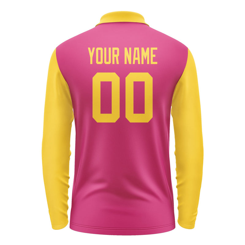 Custom Pink Gold Long Sleeve Polo Shirt Pl133030B130