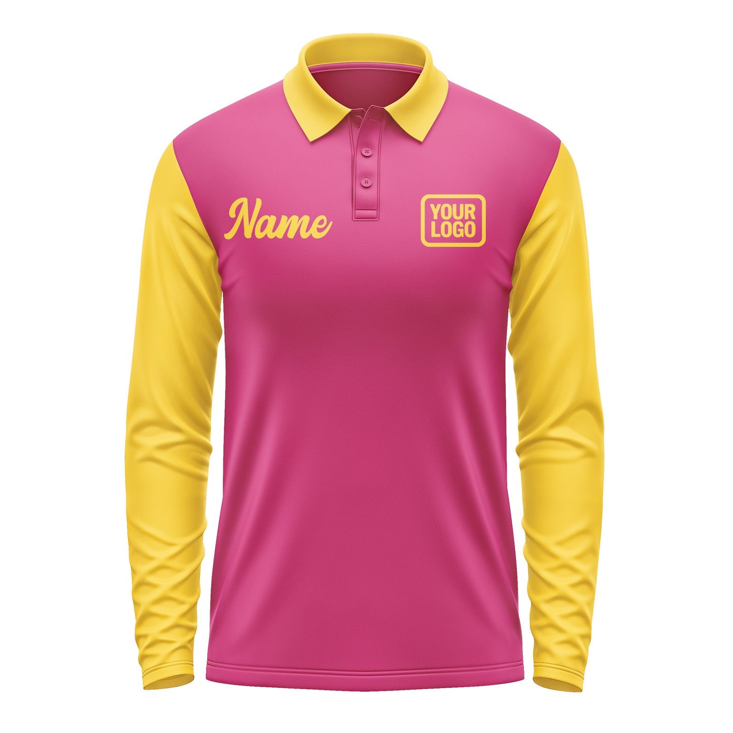 Custom Pink Gold Long Sleeve Polo Shirt Pl133030B130