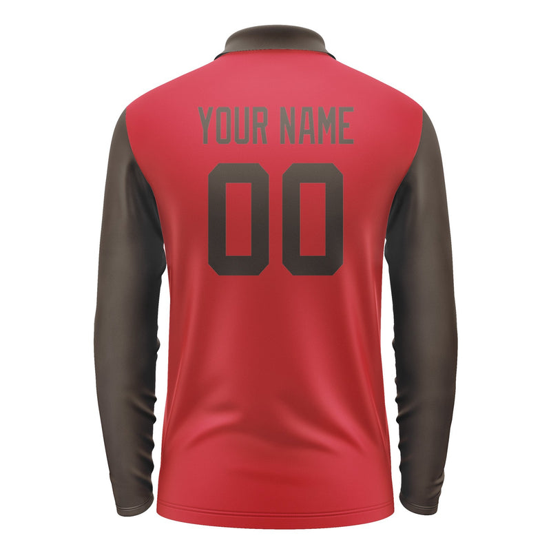 Custom Red Brown Long Sleeve Polo Shirt Pl140101B101