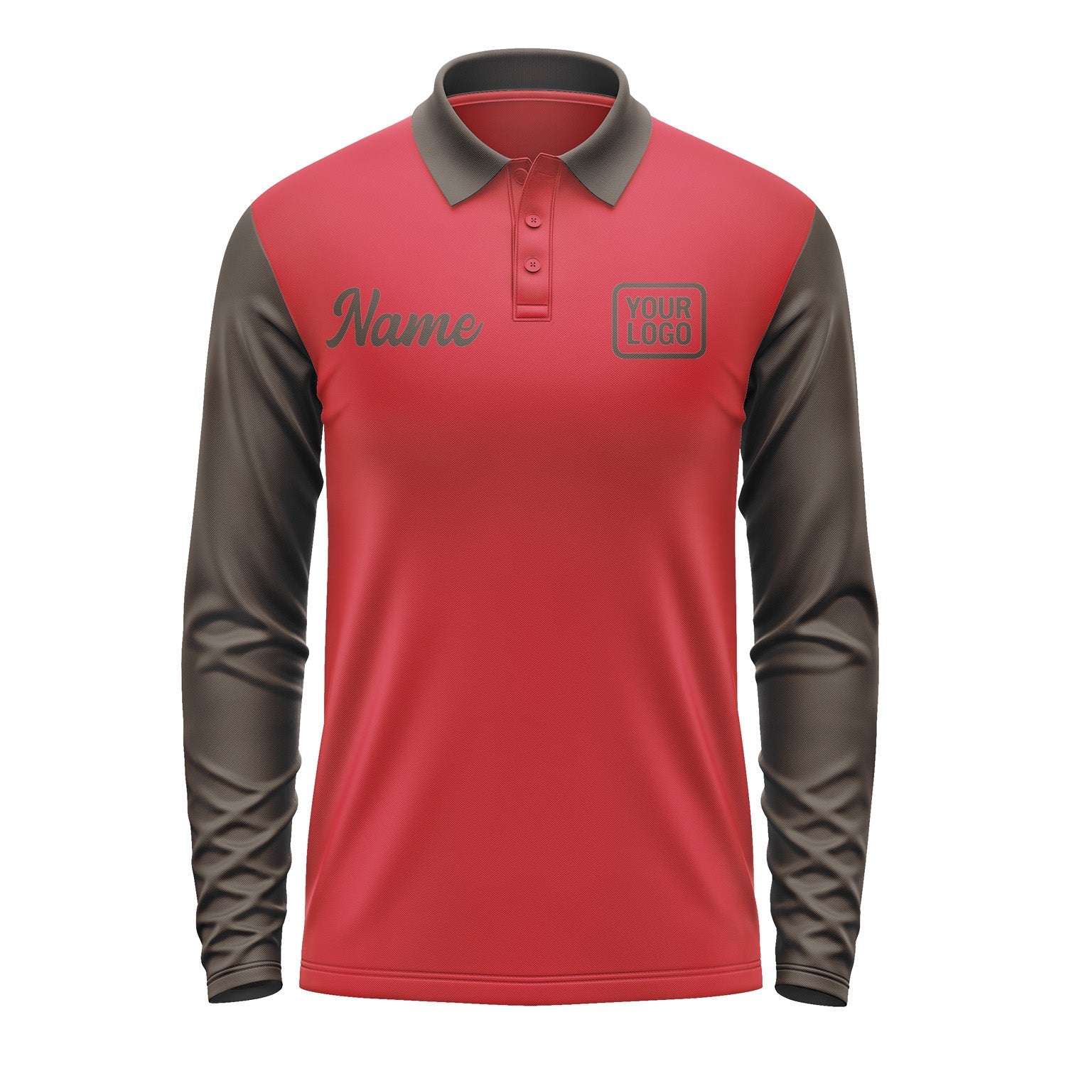 Custom Red Brown Long Sleeve Polo Shirt Pl140101B101