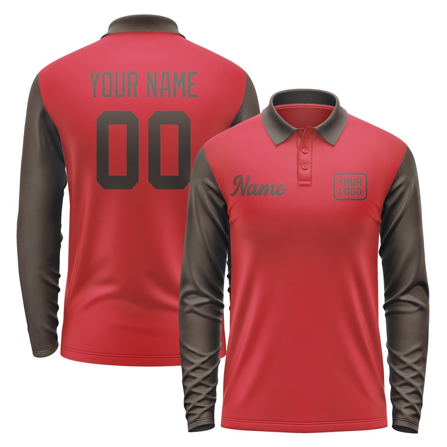 Custom Red Brown Long Sleeve Polo Shirt Pl140101B101