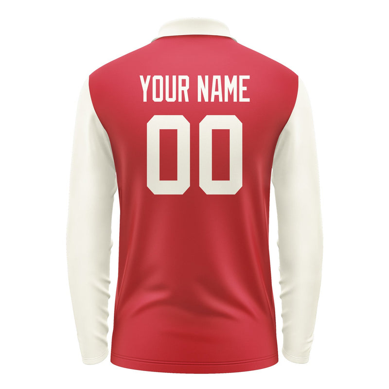 Custom Red Cream Long Sleeve Polo Shirt Pl140303B103