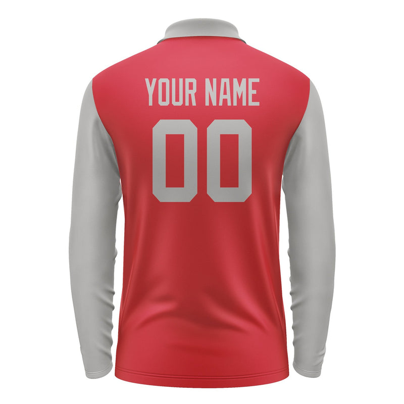 Custom Red Gray Long Sleeve Polo Shirt Pl140404B104