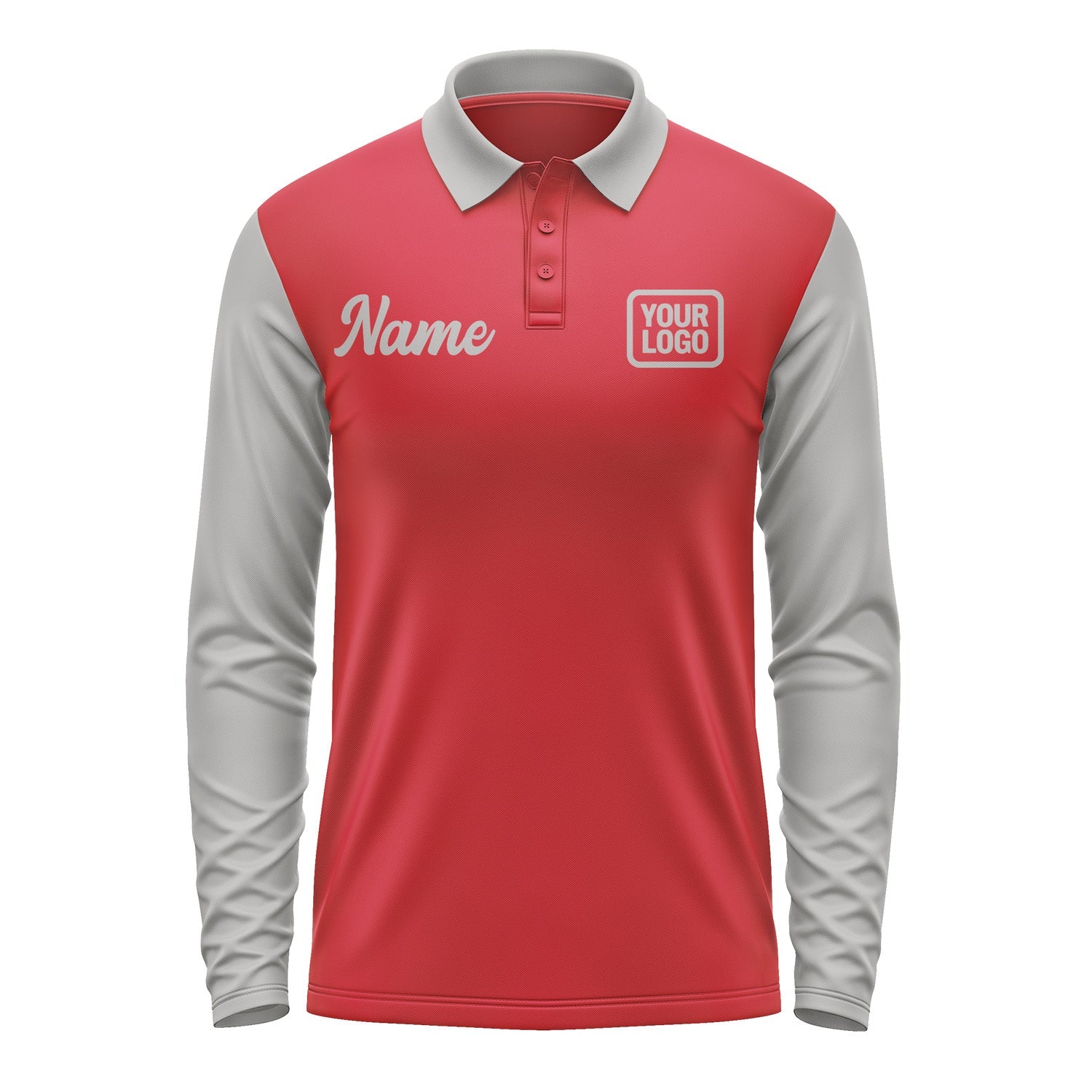 Custom Red Gray Long Sleeve Polo Shirt Pl140404B104