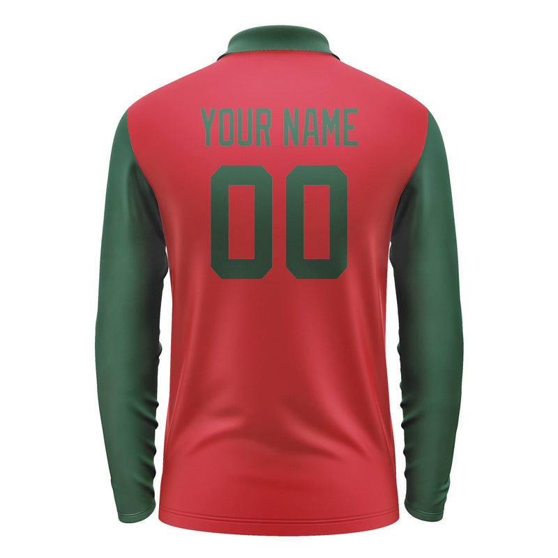 Custom Red Green Long Sleeve Polo Shirt Pl140505B105