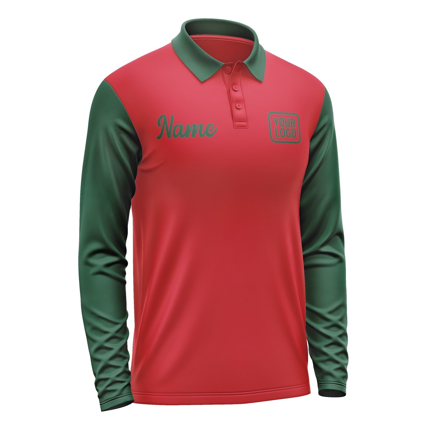 Custom Red Green Long Sleeve Polo Shirt Pl140505B105
