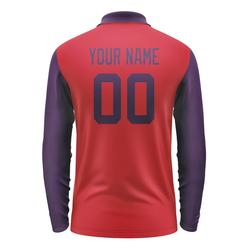 Custom Red Purple Long Sleeve Polo Shirt Pl140707B107