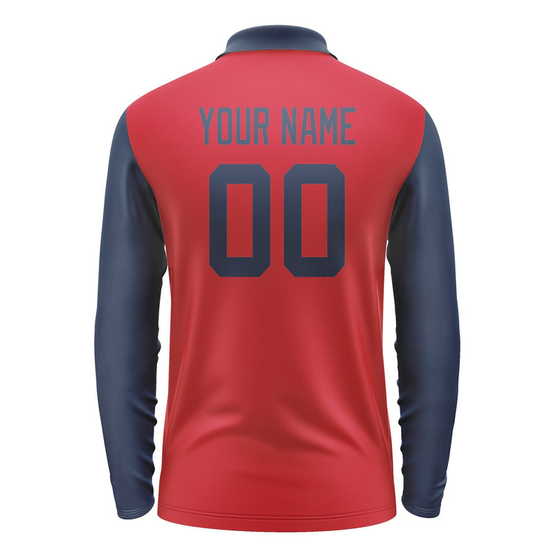 Custom Red Blue Long Sleeve Polo Shirt Pl141010B110