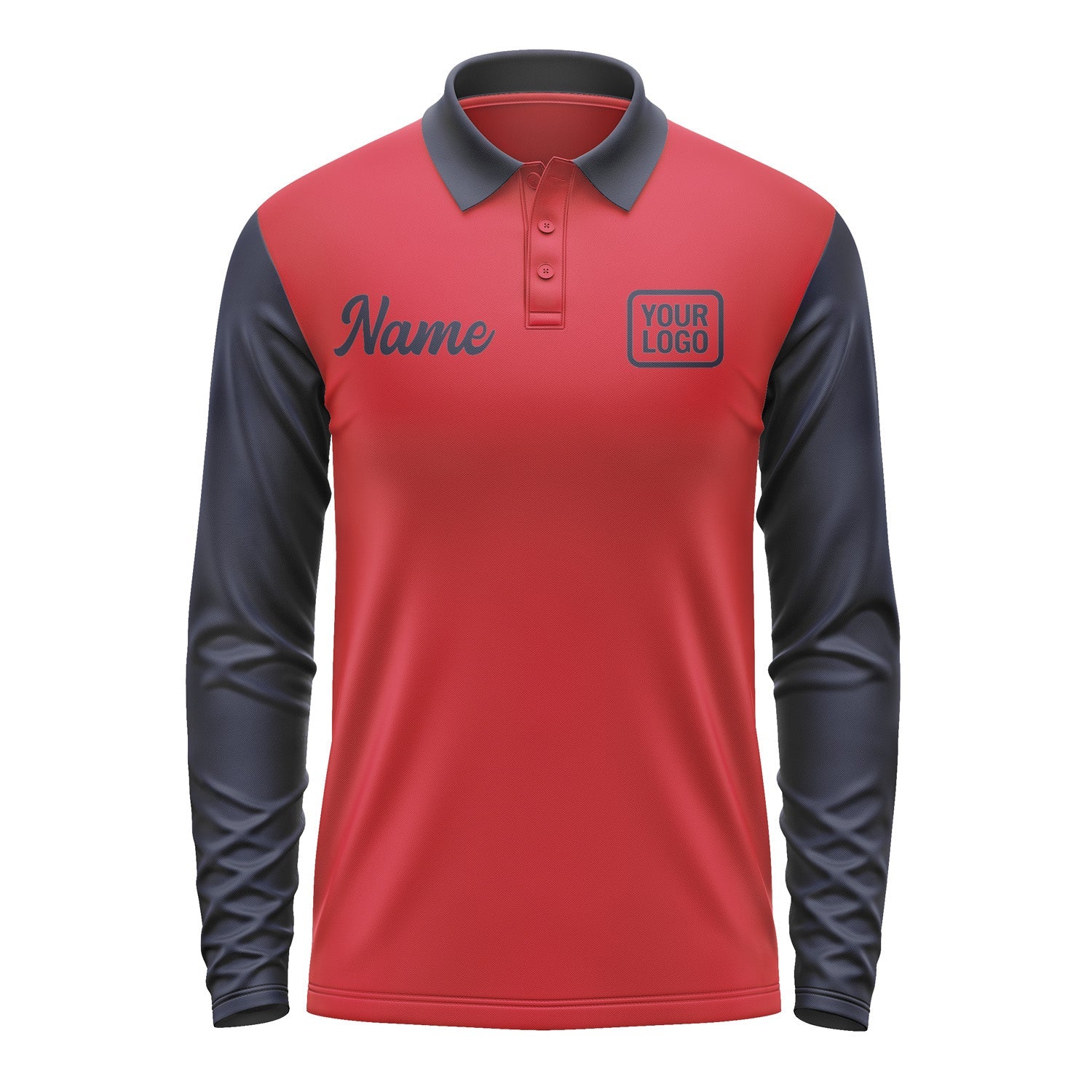 Custom Red Navy Long Sleeve Polo Shirt Pl141111B111