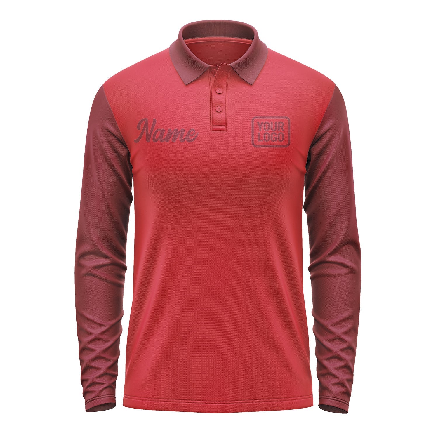 Custom Red Crimson Red Long Sleeve Polo Shirt Pl141515B115
