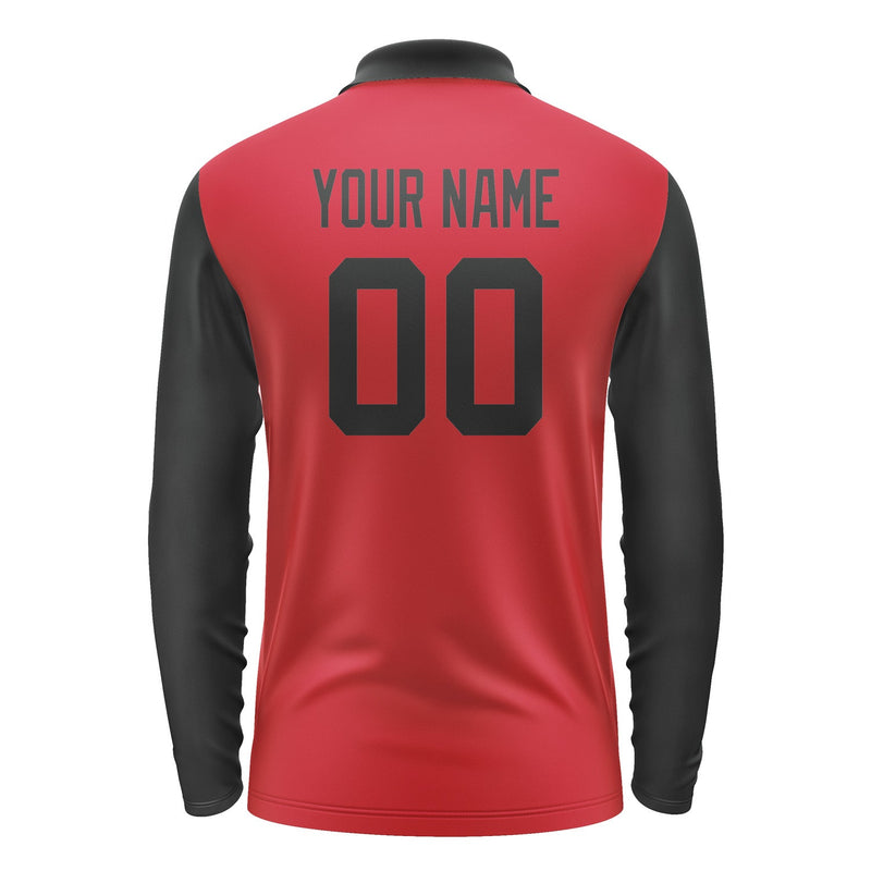 Custom Red Black Long Sleeve Polo Shirt Pl141717B117