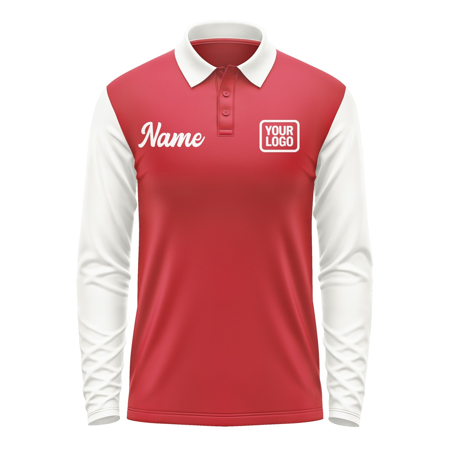Custom Red White Long Sleeve Polo Shirt Pl141818B118