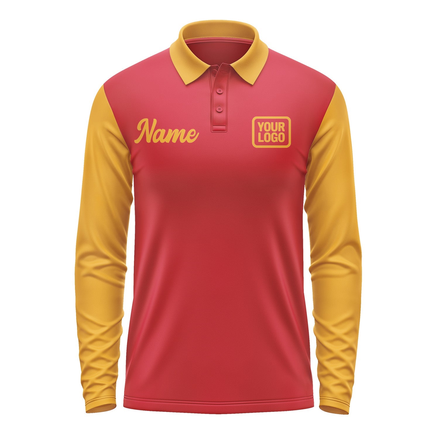 Custom Red Yellow Long Sleeve Polo Shirt Pl141919B119
