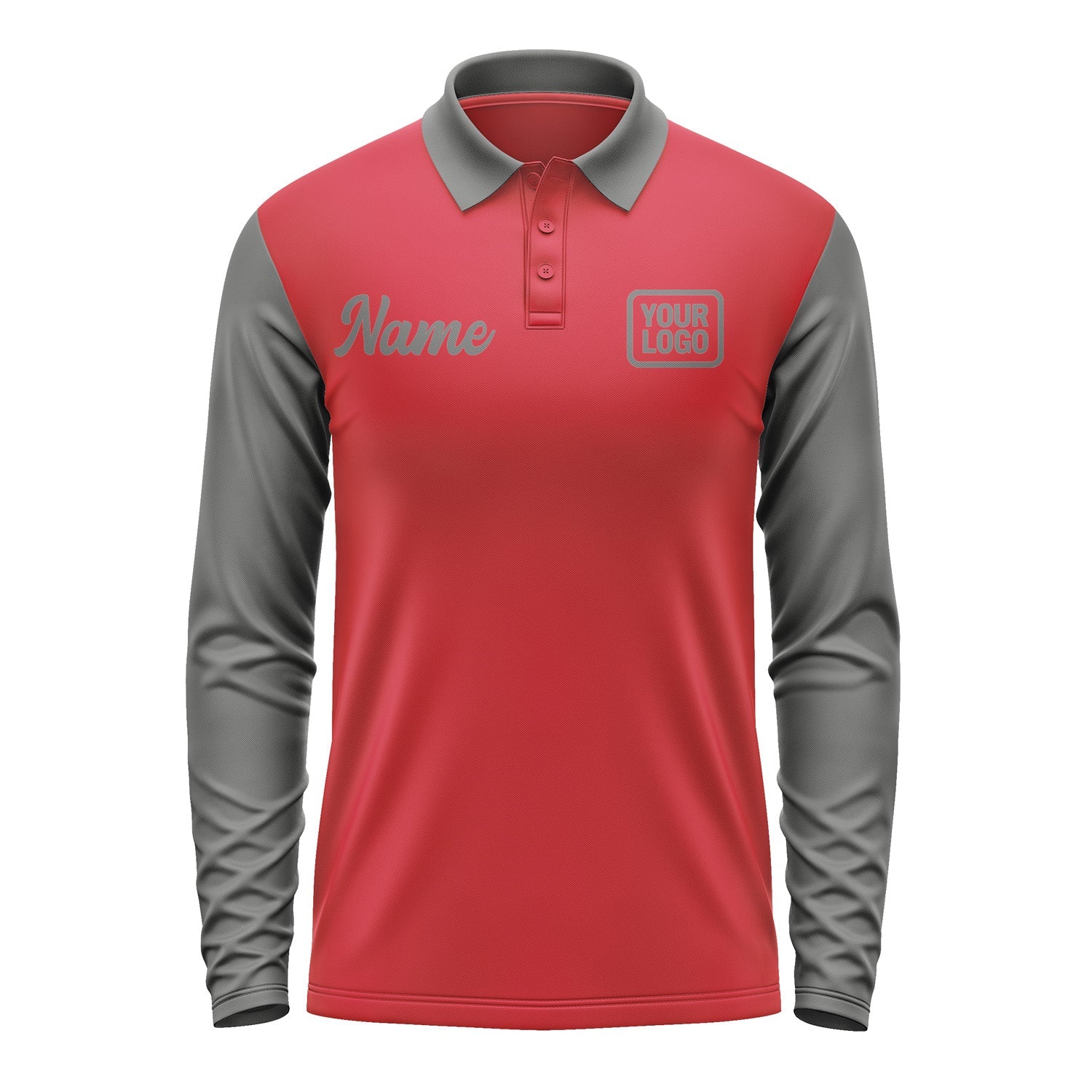 Custom Red Dark Grey Long Sleeve Polo Shirt Pl142020B120