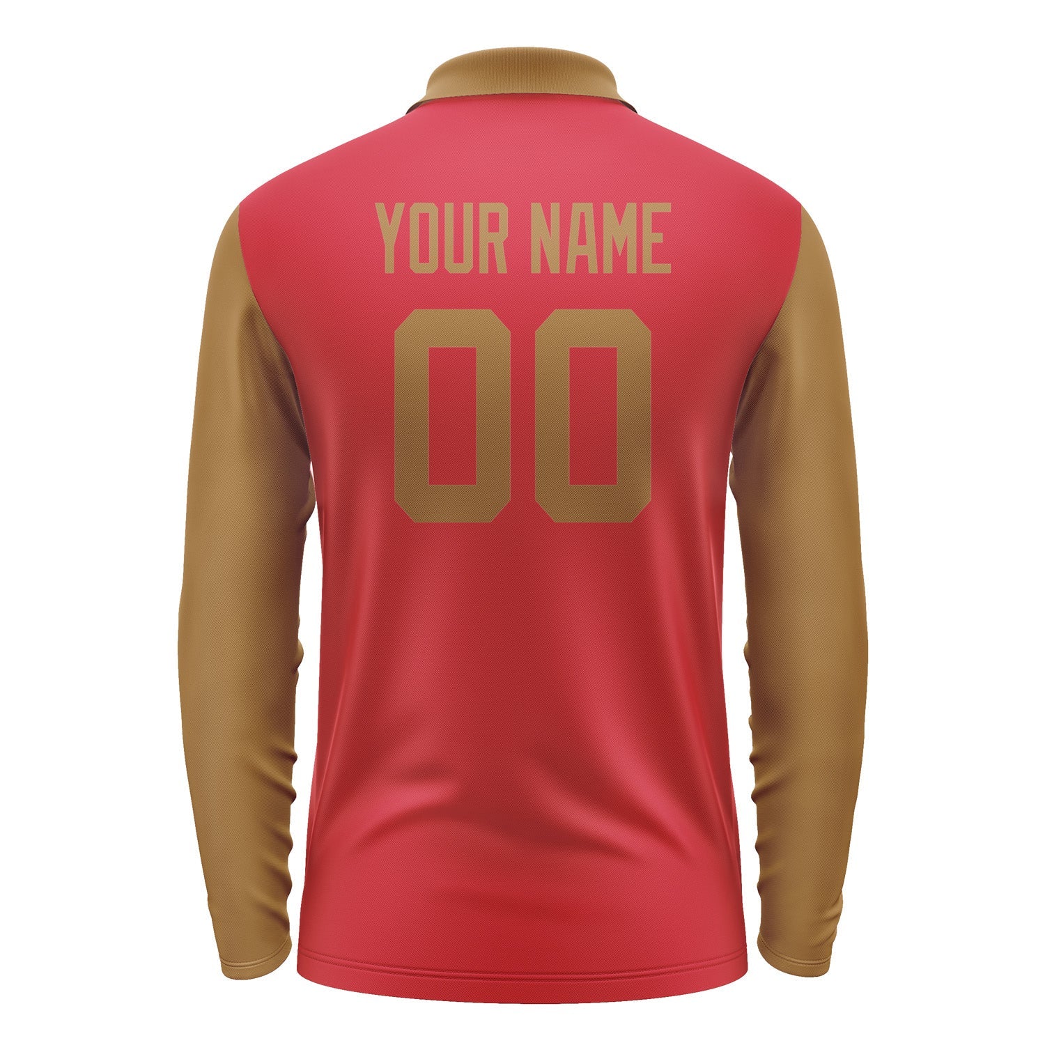 Custom Red Khaki Long Sleeve Polo Shirt Pl142222B122