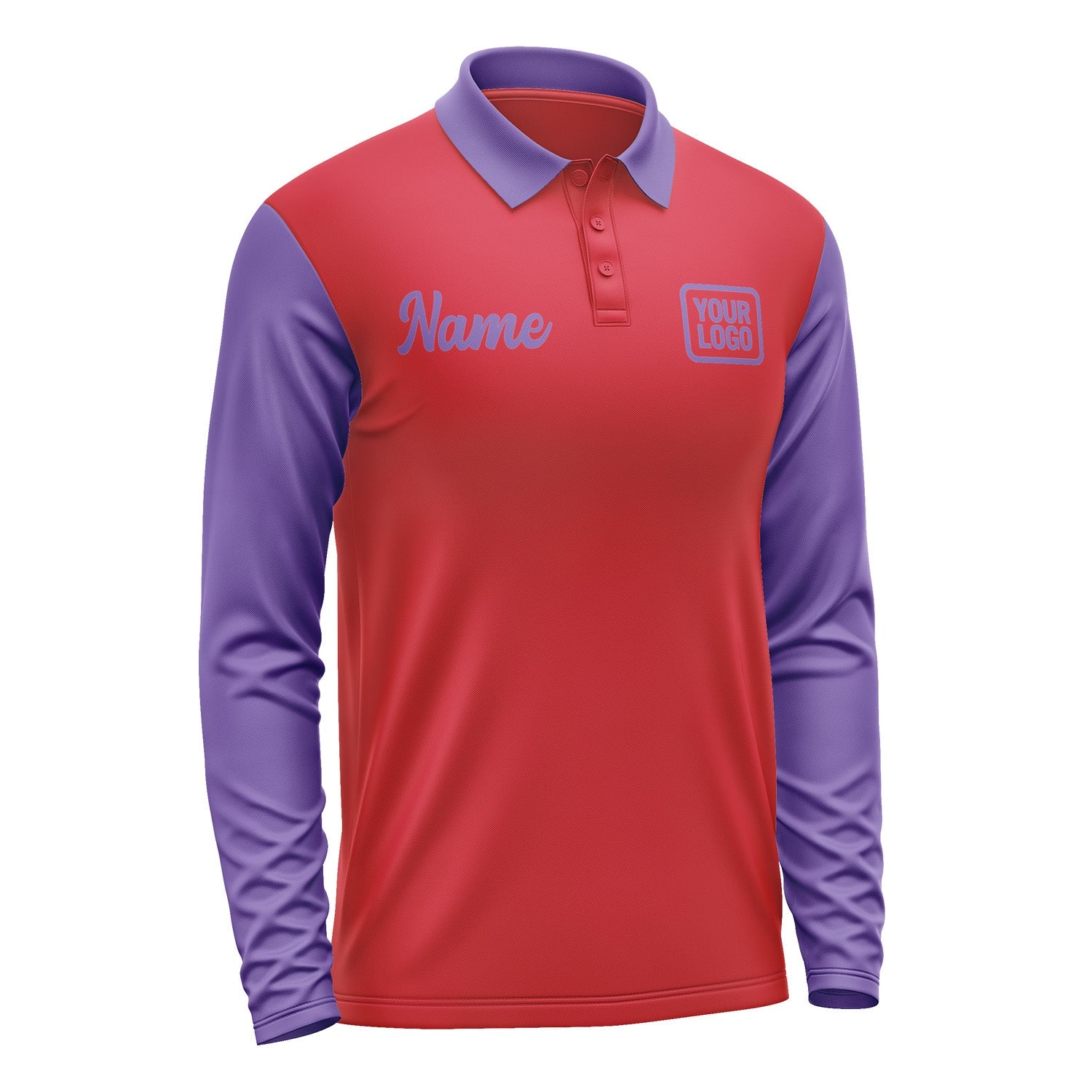 Custom Red Light Purple Long Sleeve Polo Shirt Pl142323B123