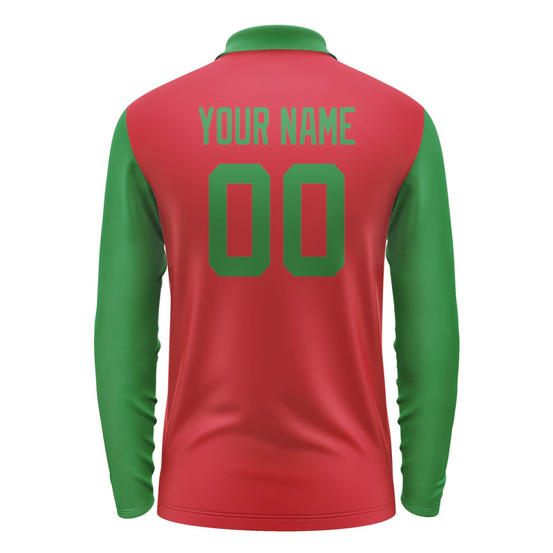 Custom Red Emerald Green Long Sleeve Polo Shirt Pl142424B124