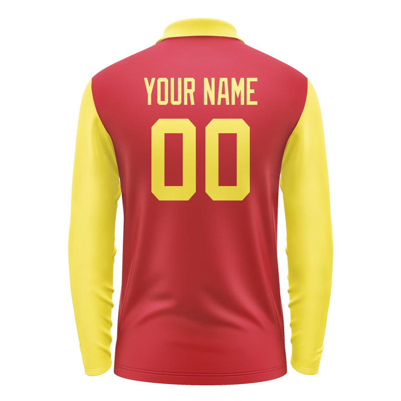 Custom Red Light Yellow Long Sleeve Polo Shirt Pl142626B126