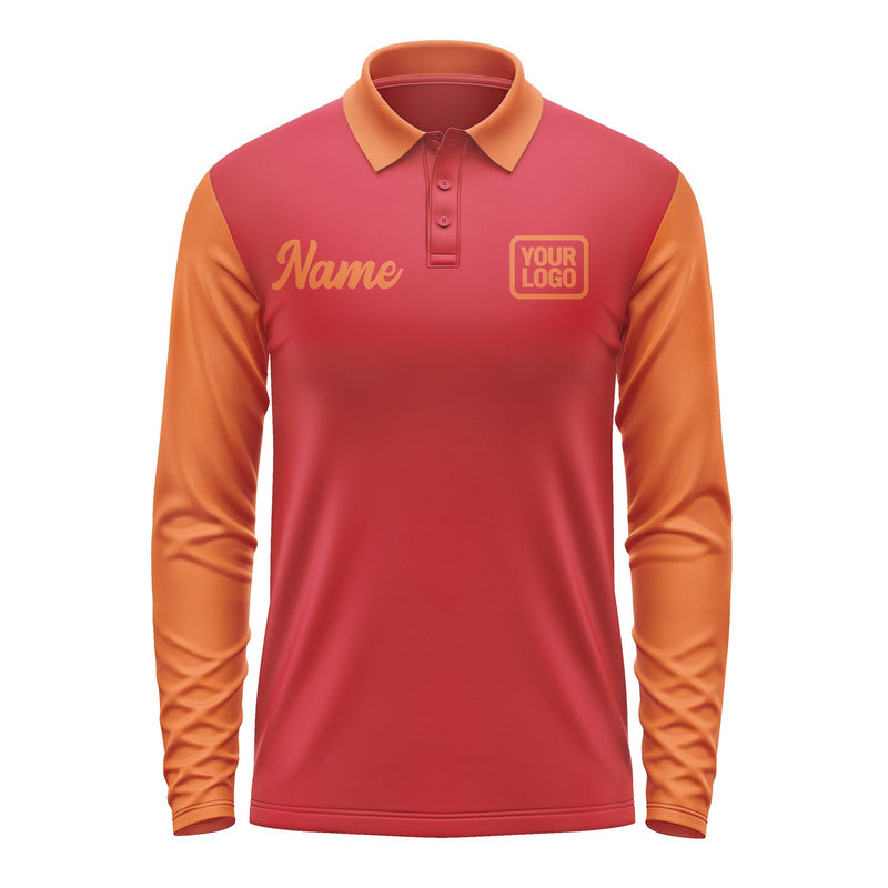 Custom Red Orange Long Sleeve Polo Shirt Pl142828B128