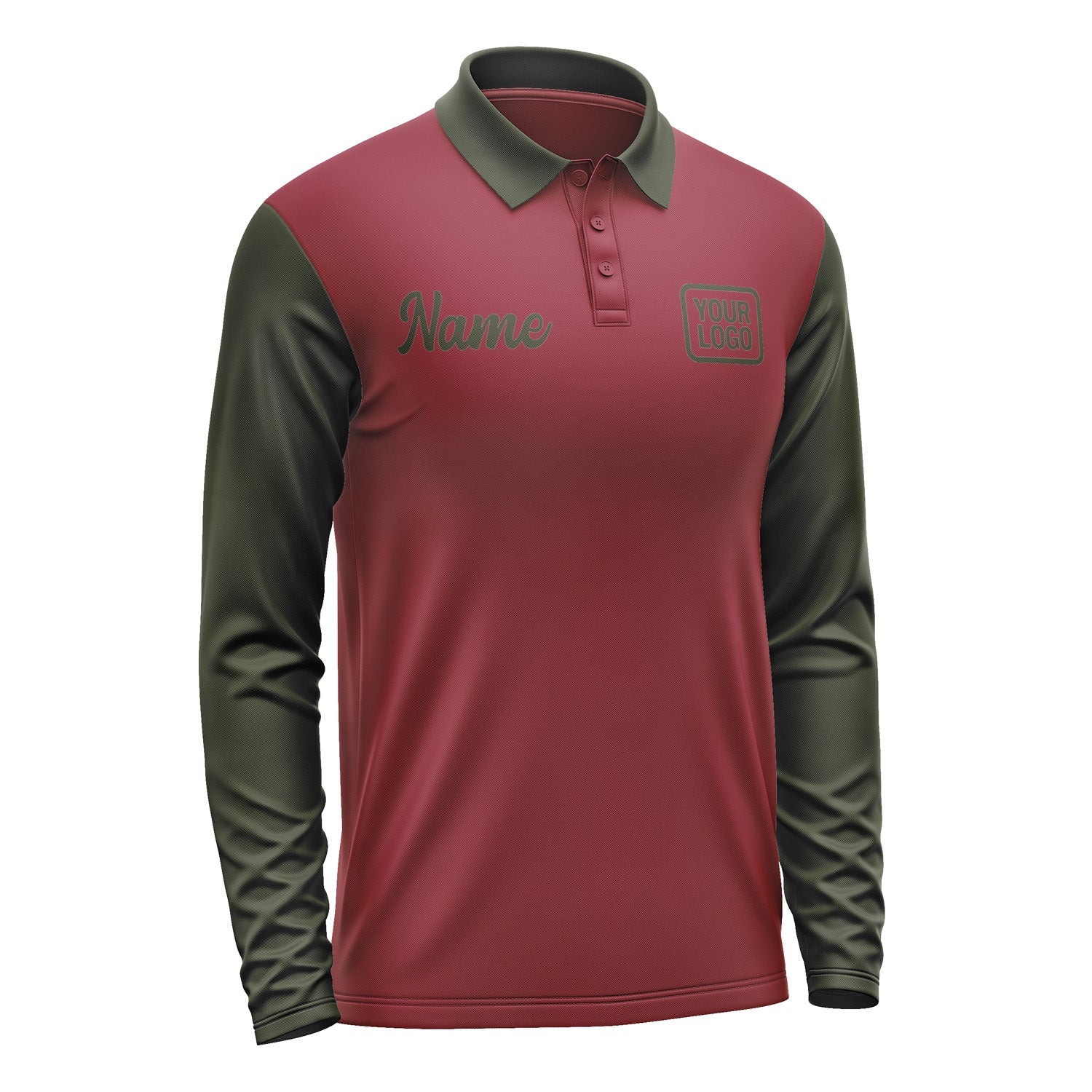 Custom Crimson Red Olive Long Sleeve Polo Shirt Pl150202B102