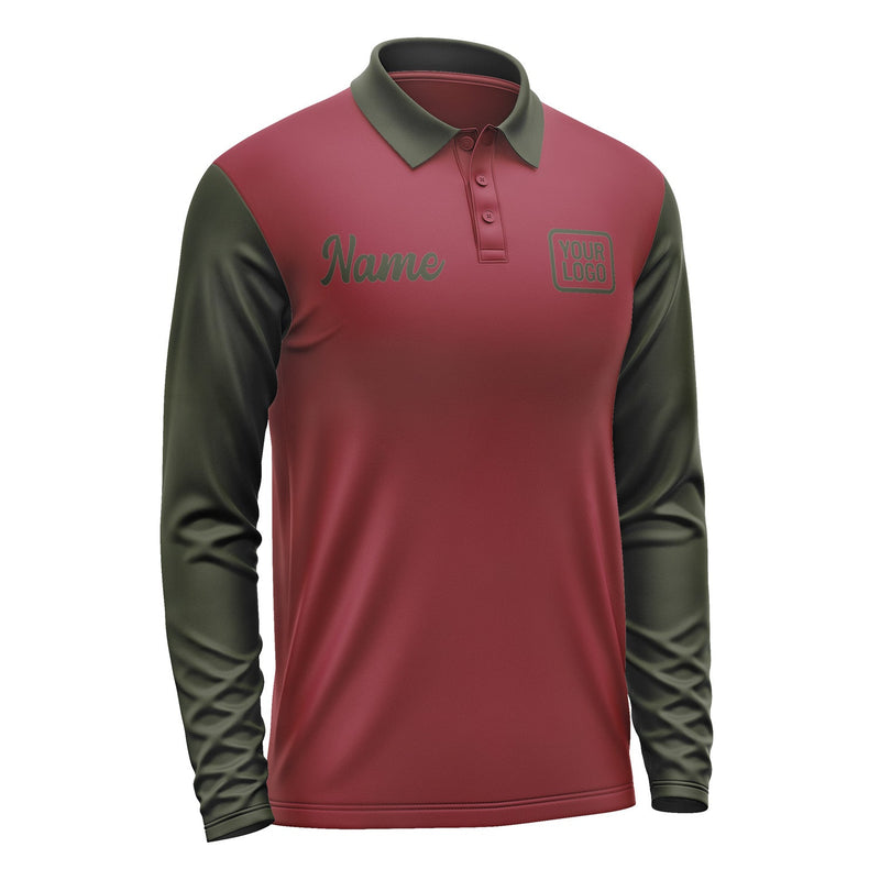 Custom Crimson Red Olive Long Sleeve Polo Shirt Pl150202B102