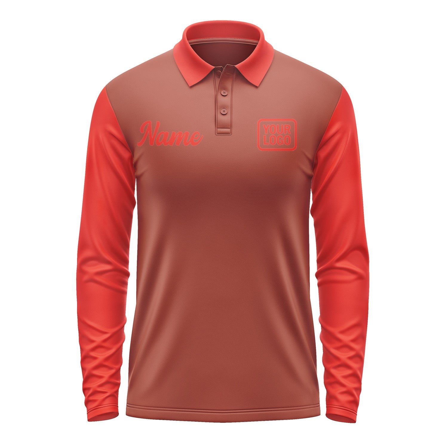 Custom Coral Red Orange Red Long Sleeve Polo Shirt Pl161212B112