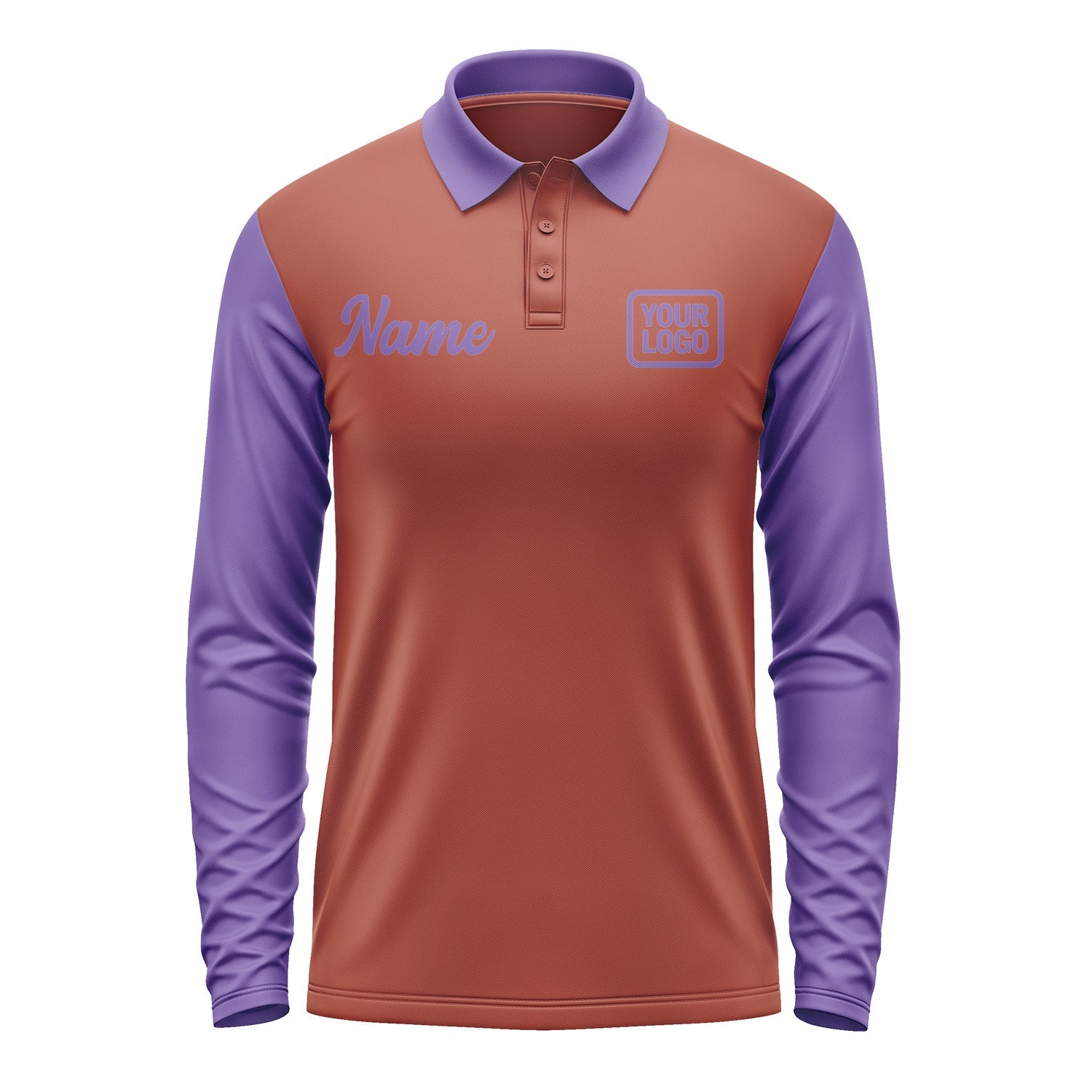 Custom Coral Red Light Purple Long Sleeve Polo Shirt Pl162323B123