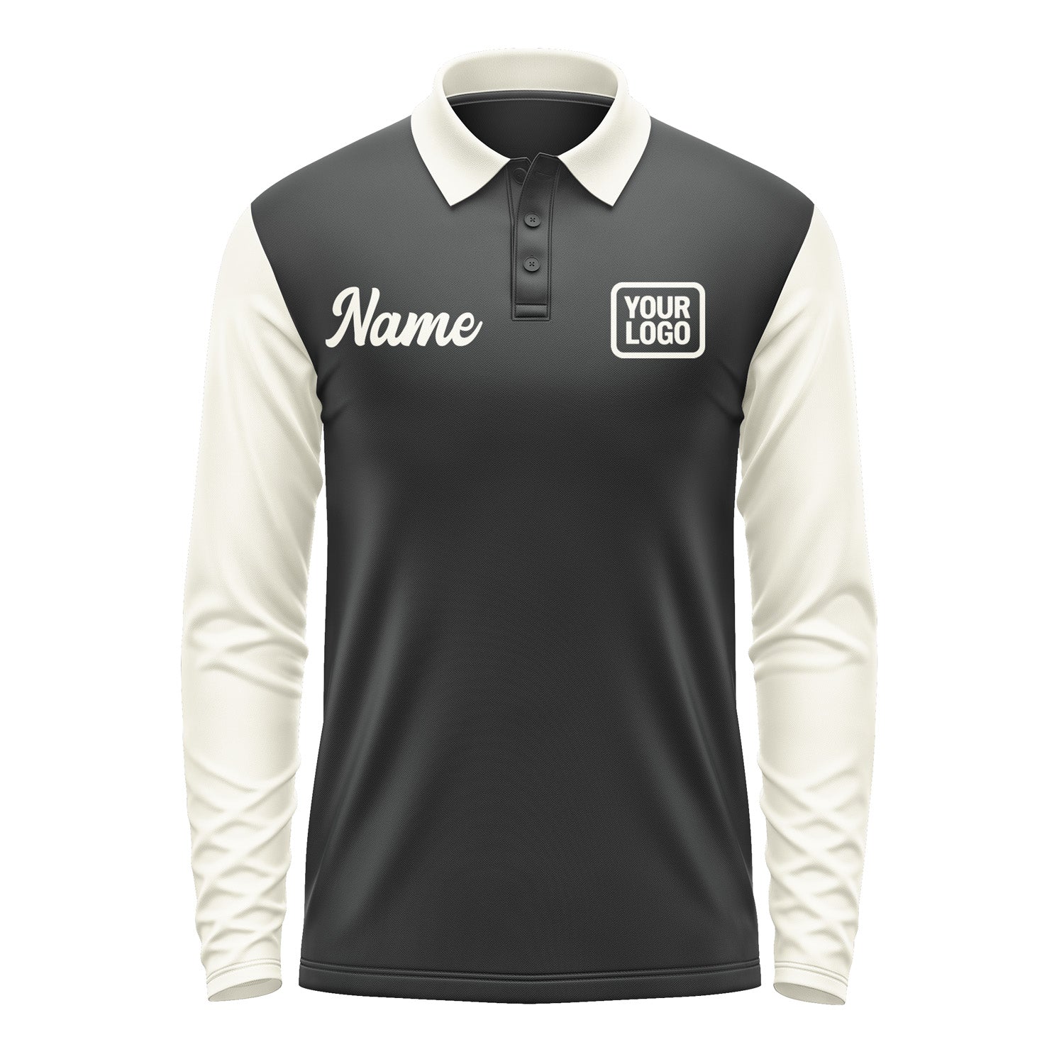 Custom Black Cream Long Sleeve Polo Shirt Pl170303B103