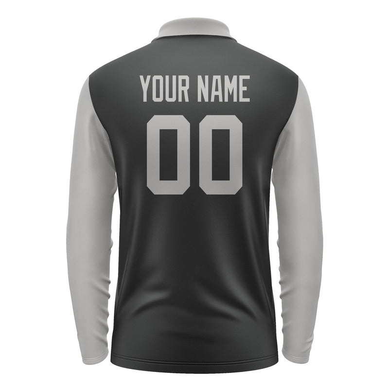 Custom Black Gray Long Sleeve Polo Shirt Pl170404B104