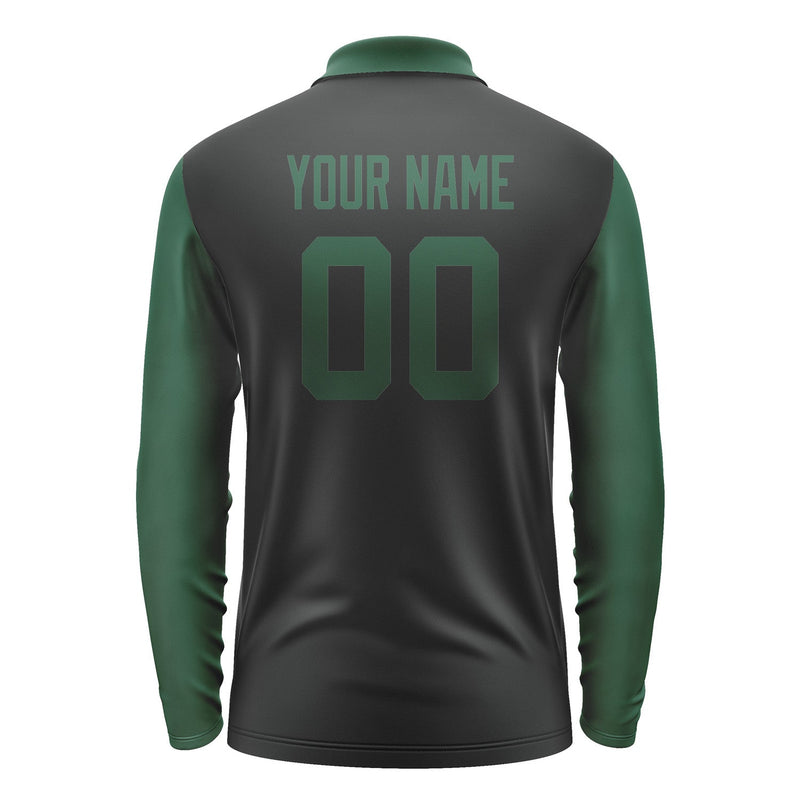 Custom Black Green Long Sleeve Polo Shirt Pl170505B105