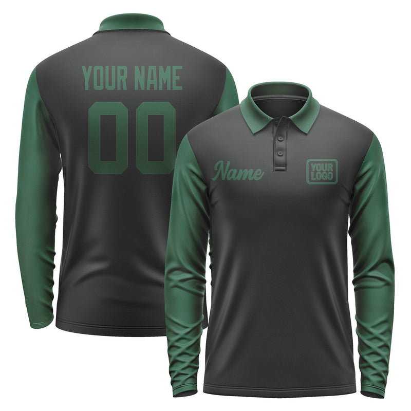 Custom Black Green Long Sleeve Polo Shirt Pl170505B105