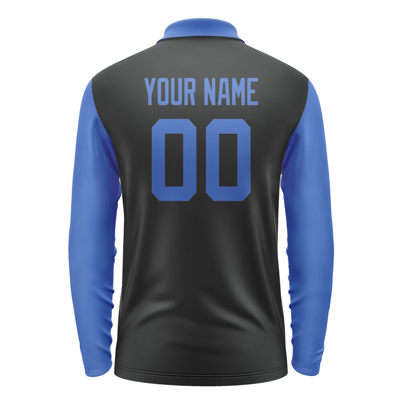 Custom Black Sky Blue Long Sleeve Polo Shirt Pl170909B109