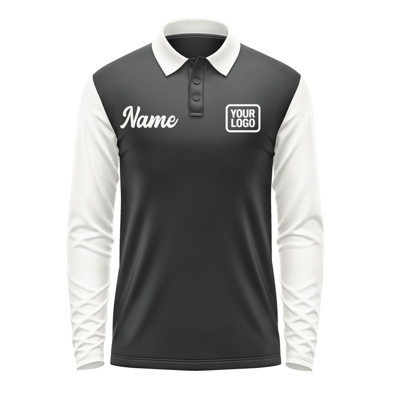 Custom Black White Long Sleeve Polo Shirt Pl171818B118