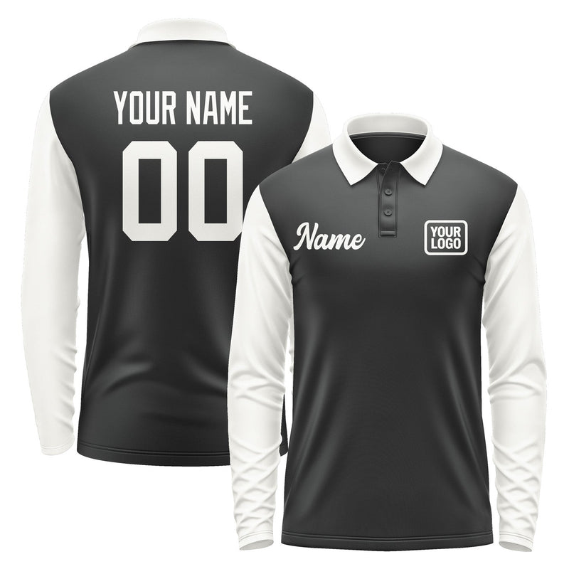 Custom Black White Long Sleeve Polo Shirt Pl171818B118