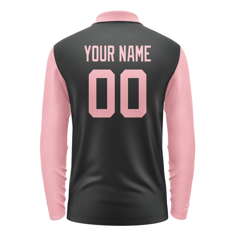 Custom Black Light Pink Long Sleeve Polo Shirt Pl172121B121