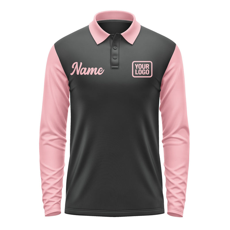 Custom Black Light Pink Long Sleeve Polo Shirt Pl172121B121