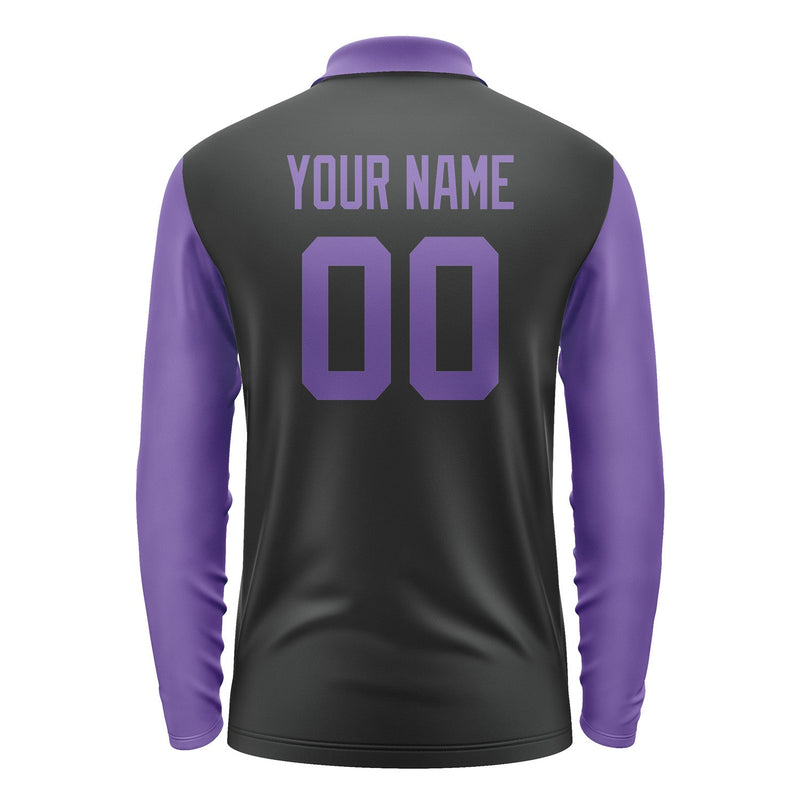 Custom Black Light Purple Long Sleeve Polo Shirt Pl172323B123