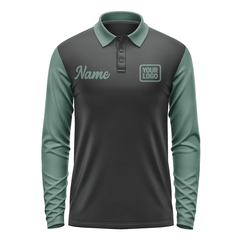 Custom Black Blue Green Long Sleeve Polo Shirt Pl172727B127