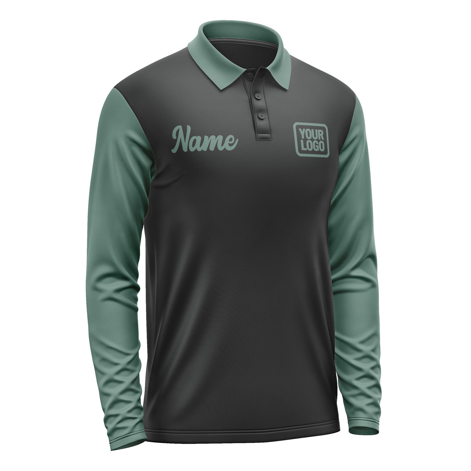Custom Black Blue Green Long Sleeve Polo Shirt Pl172727B127
